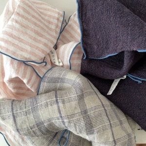 Lithuanian Linen DUSK BLUE Edged Kitchen Cloth (3 types)