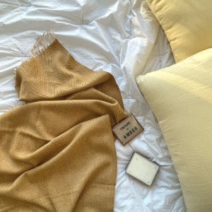 [SALE] Recycled Wool Blanket in Herringbone (Mustard)
