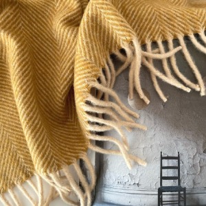 [SALE] Recycled Wool Knee Blanket in Herringbone (Mustard)