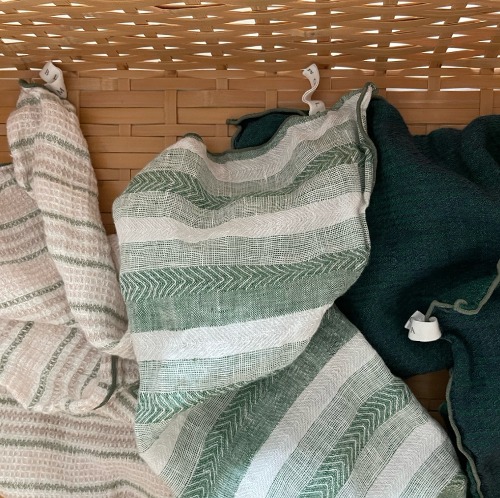 [여유수량] GREEN Edged Linen Kitchen Cloths (3 Types)