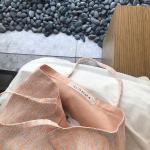 Lithuanian Linen Flat Bag (Orange Stripe)