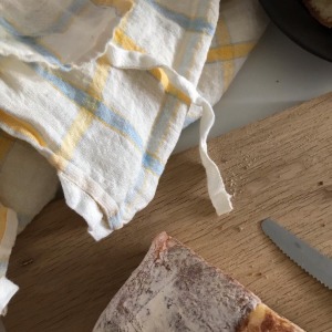 French Linen Kitchen Cloth (Yellow + Blue Check)