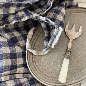 French Linen Kitchen Cloth (Purple Check)