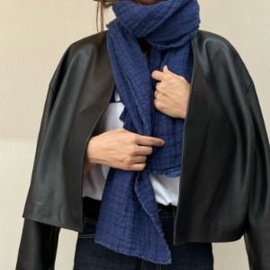 French Heavy Linen Scarf (MIDNIGHT BLUE)