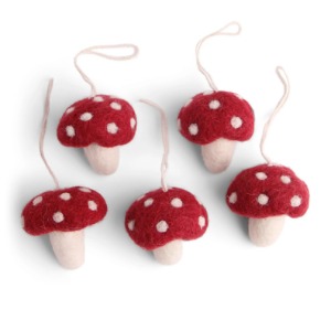 14. Felt Christmas Decorations (Mini Mushrooms/ Set of 5)